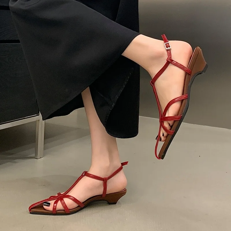 Bailamos Women\'s Gladiator Sandals Roman Literary Style Hollow Female Beach Shoes Retro Sandals Hollow Wrap Buckle Dress Shoes M