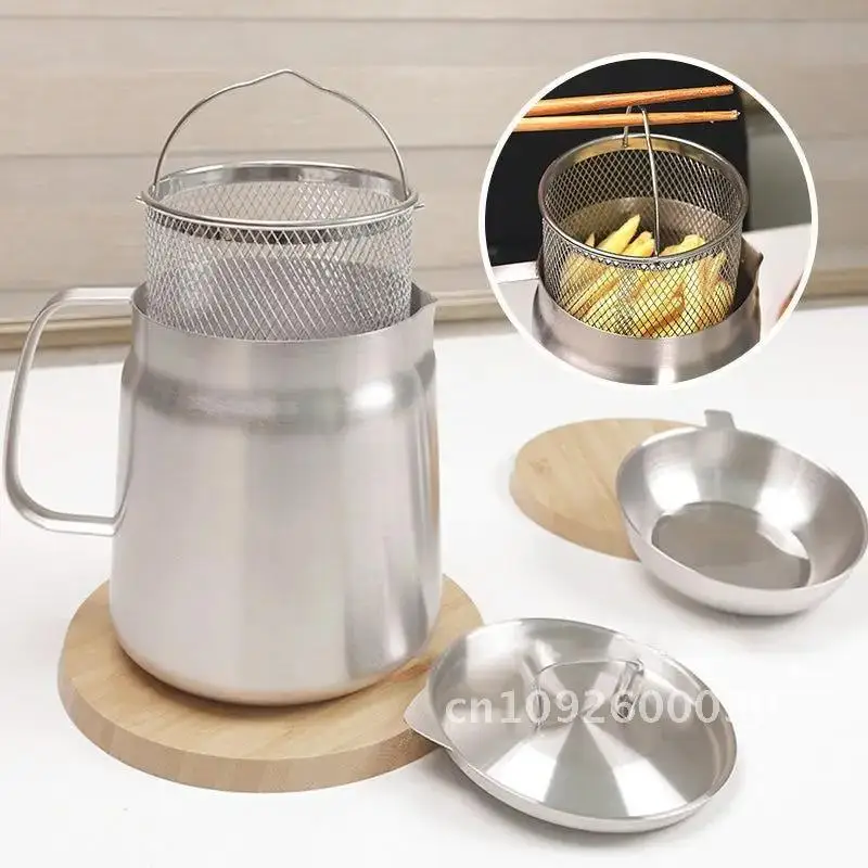 

304 Stainless Steel Versatile Oil Filter Vessel Large Capacity Deep Tools Filter Fryer Frying Kitchen Basket Separating With