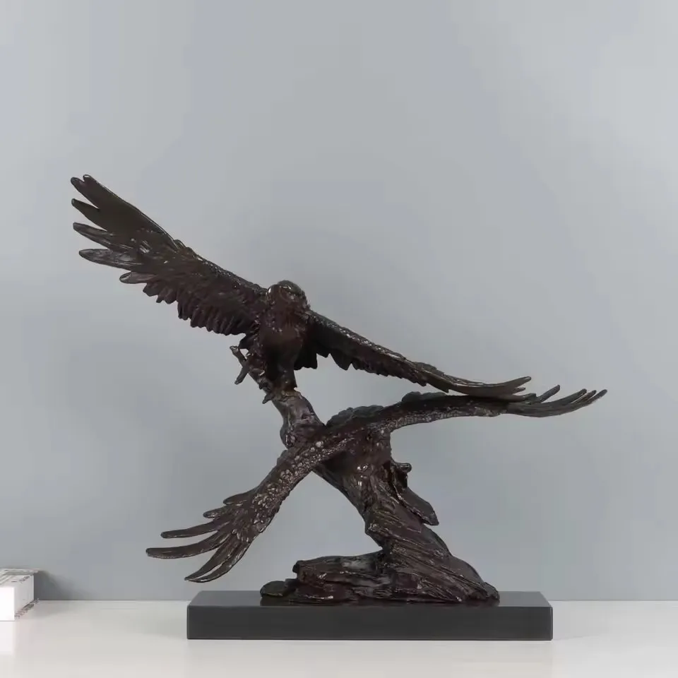 Bronze Couple Eagle Falcon Statue Animal Bird Sculpture Marble Base Gorgeous Home Office Decor Business Gift view 6
