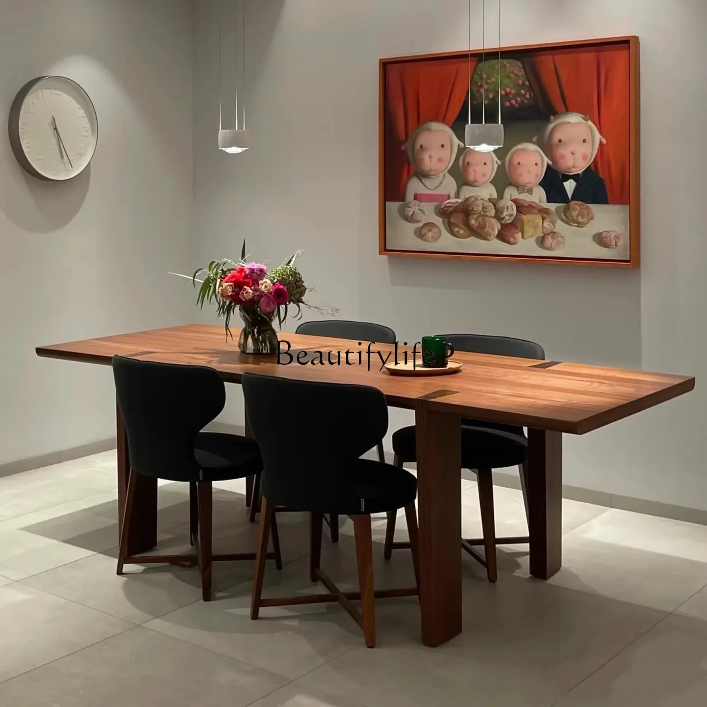 طاولة طعام من الخشب الصلب على طراز العصور الوسطى yj32، مكتب بسيط وحديث، طاولة شاي على طراز وابي سابي، منضدة عمل مستطيلة