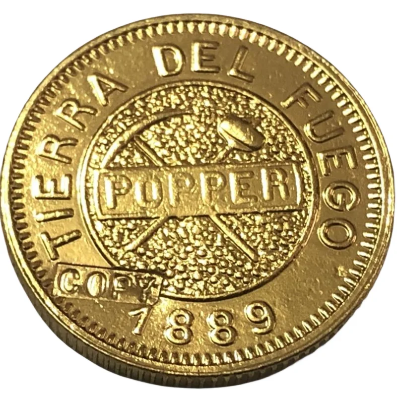 

1889 Tierra del Fuego Token 5 Gramos Gold Copy Coin 19mm