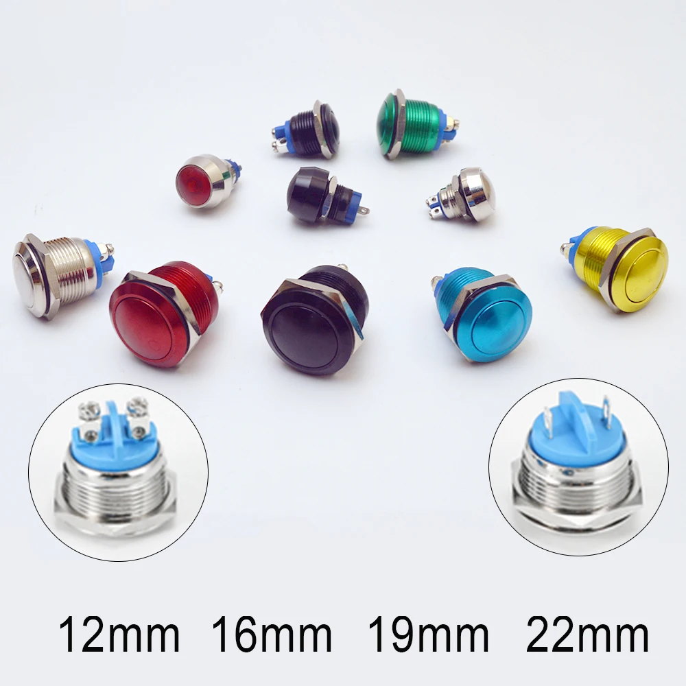 Śruba elektroniczny inteligentny przełącznik metalowy ciśnienie wodoodporny chwilowy przycisk mocujący 12v 240v przełączniki 12/16/19/22mm