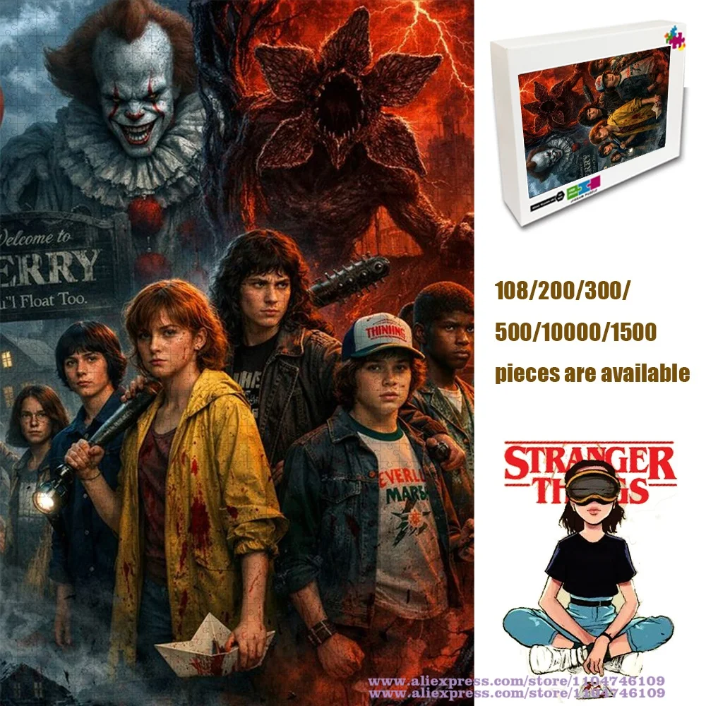 

Пазлы-головоломки «Очень странные дела» 108/200/300/500/1000/1500 элементов, развивающие интеллект, для детей и взрослых, уникальные подарки, украшение для дома