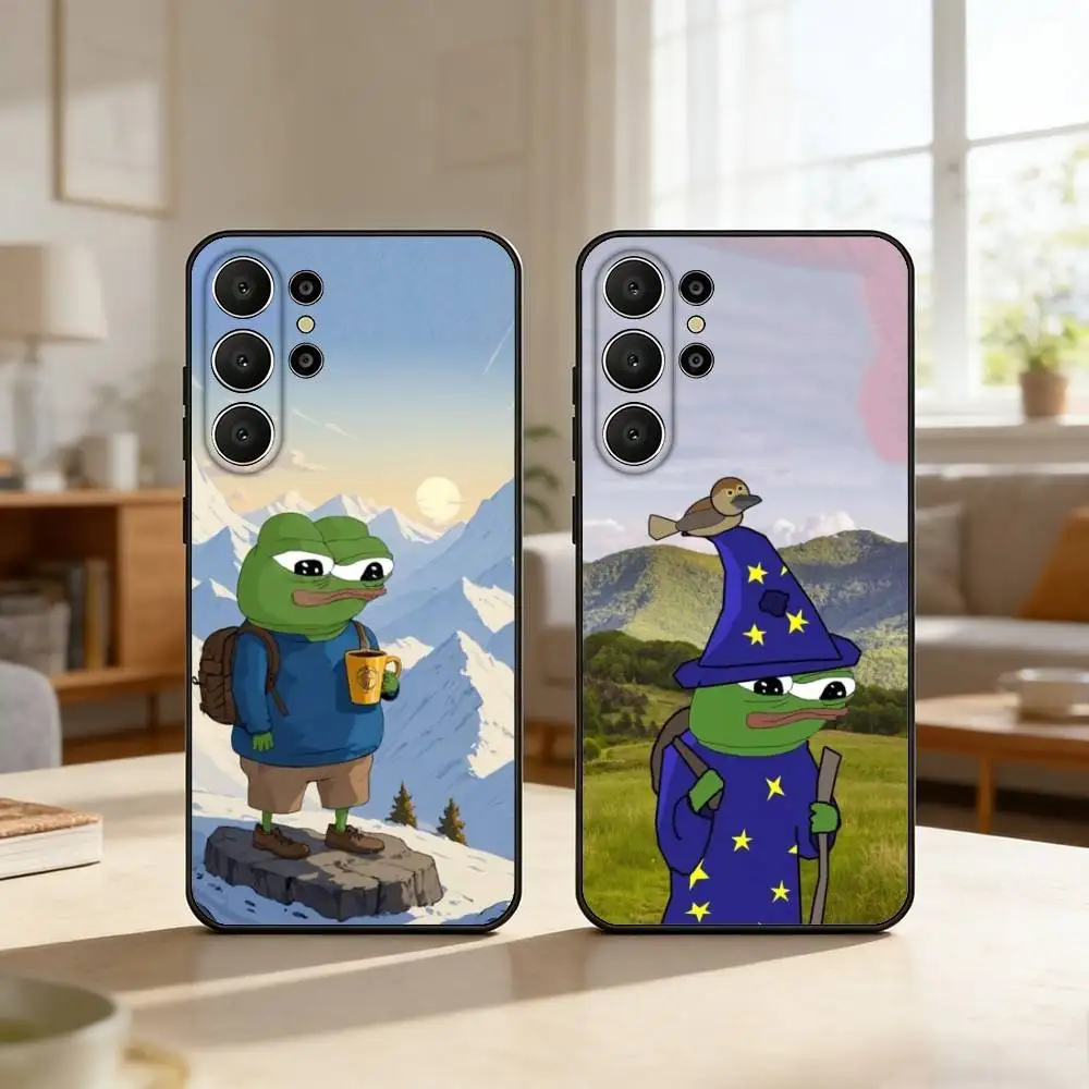 

Sad Frog P-Pepe Funny Phone Case For Samsung S26,S25,24,23,22,30,21,10,9,Ultra,Plus,Lite,FE Soft Black Case