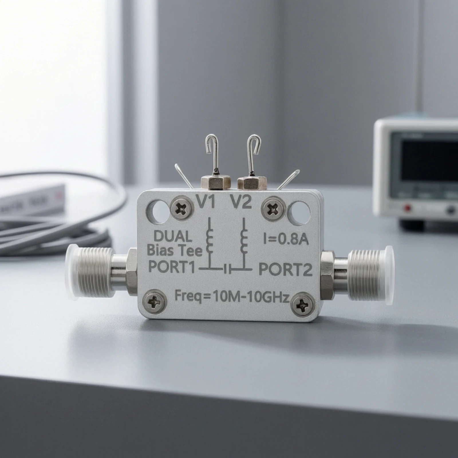 Coaxial Feeder Broadband Double Bias Tee 10 MHz-10 GHz Bias Tee Slim for Electronics Technicians, Laser-Driver Applications