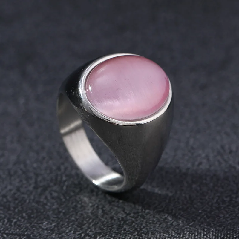 HNSP 316L Edelstahl Vintage-Ring für Damen, Schwarz, Rosa, Grün, Tigerauge, Steinringe, Fingerschmuck, Accessoires, große Größe – Detail 6