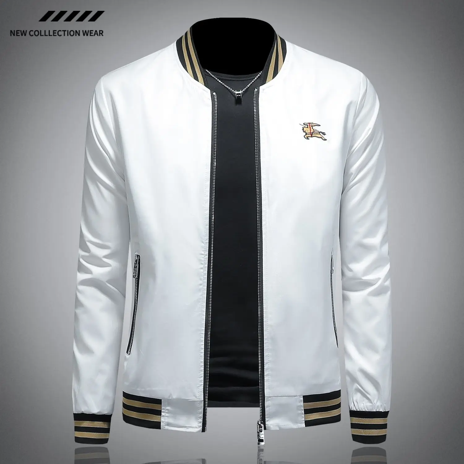 

Мужская элитная минималистичная повседневная куртка, мужская куртка, новый весенне-осенний тренд, универсальный тонкий бейсбольный трикотаж