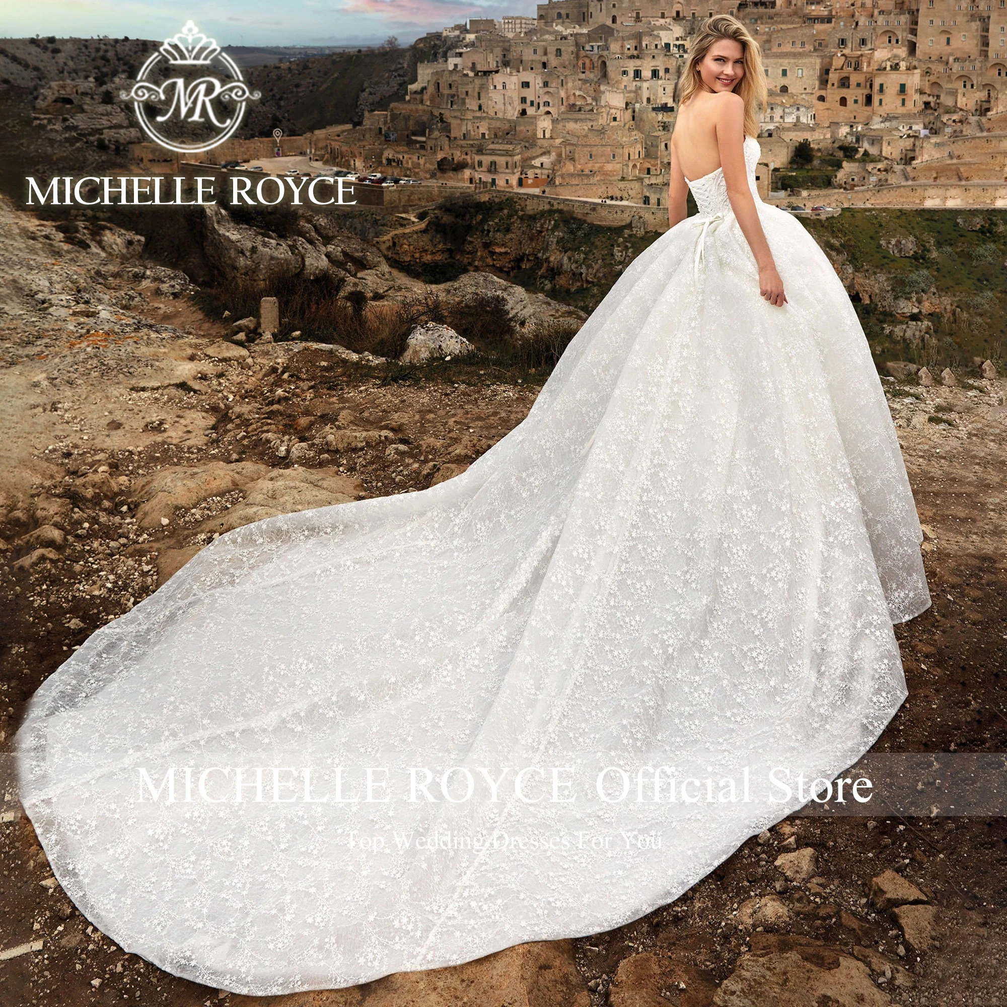 Michelle Royce Ball Gown Wedding Dress Sexy Luxury Sweetheart Embroidered Organza Lace Up Dreamy Wedding Gown Vestidos De Novia