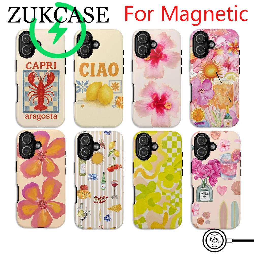 Роскошный чехол Clmj Fly Away to Malibu для iPhone 17 16 15 14 13 12 11 Pro Max Plus Air, магнитный двухслойный чехол-накладка