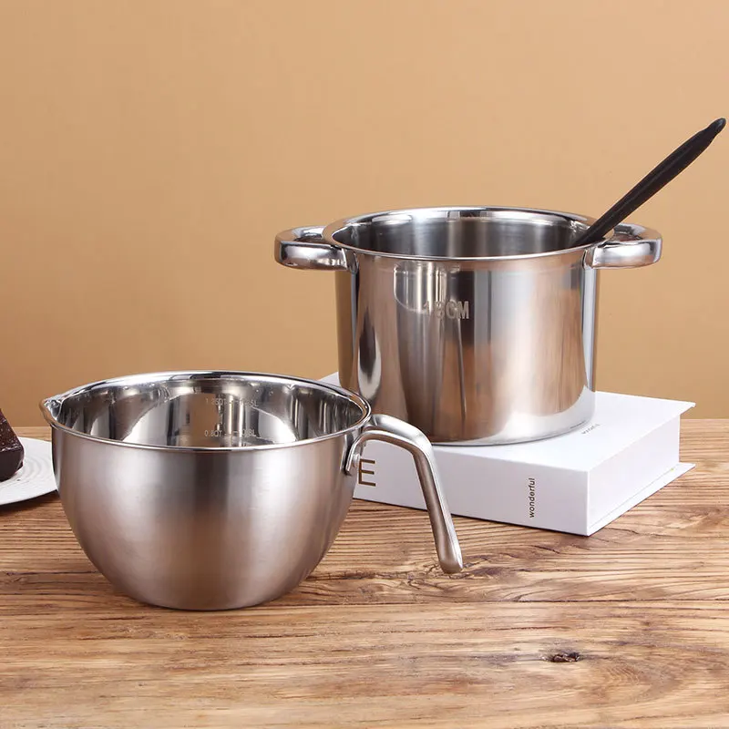 2Pcs Practical 304 Stainless Steel Melting Vessel DIY Baking Pitcher For Butter Wax Confection Craft Food Prep Handmade Creation