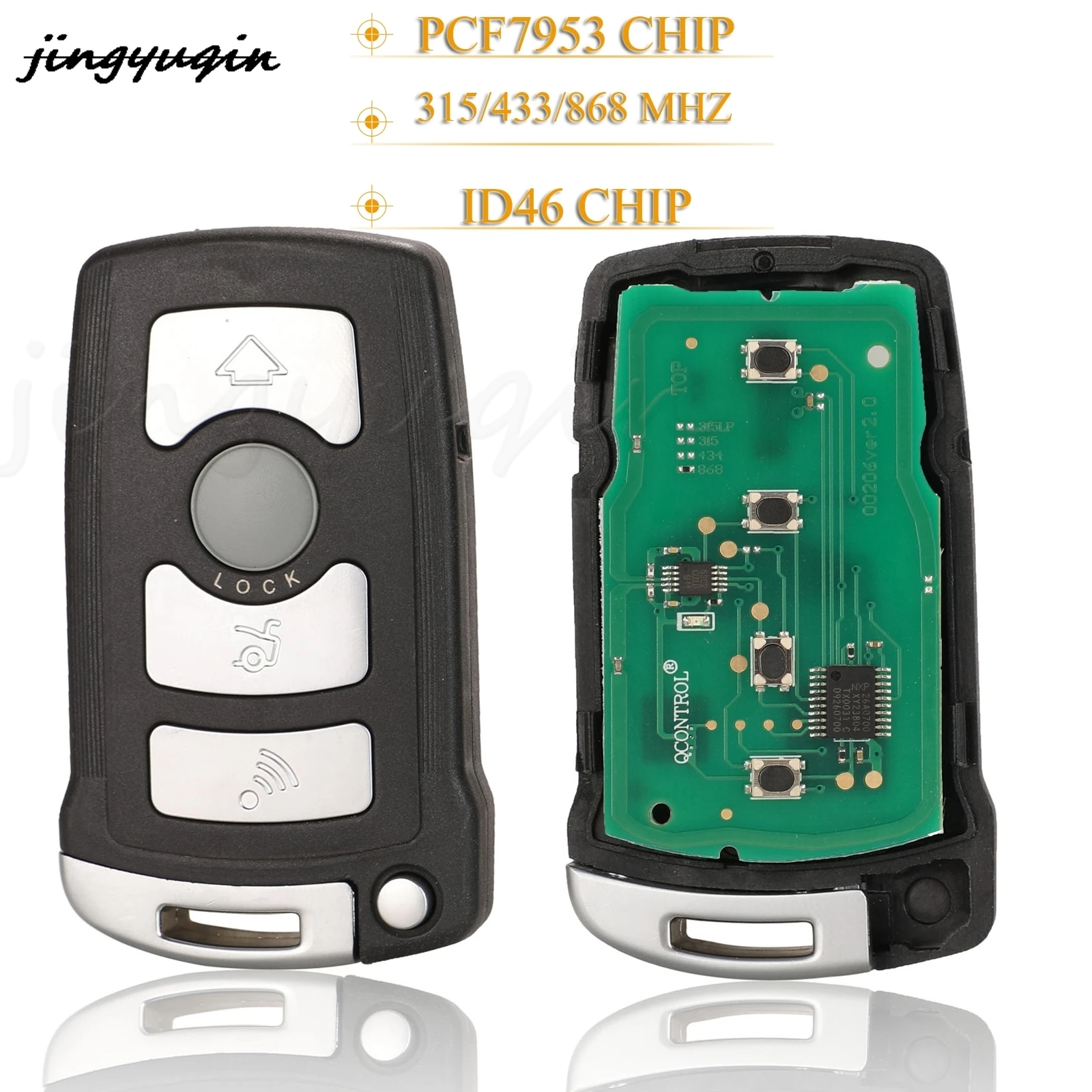 

jingyuqin 4 Button CAS1 System Remote Key 315/315LP/433/868 Mhz ID46 Chip For BMW 7 SERIES E65 E66 With HU92 Blade