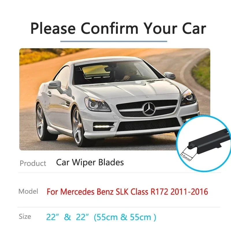 Per Mercedes Benz SLK SLC Classe R172 2011 ~ 2016 Auto Parabrezza Parabrezza Finestra Spazzole Tergicristallo Anteriori Pulizia In Gomma U J Gancio Braccio