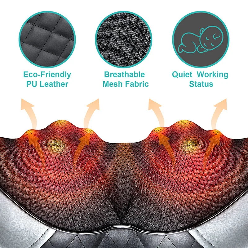 Medcursor Neck Shoulder Back Body Massager Shiatsu Kneading Infrared Heated Massage Deep Tissue 3D Kneading Pillow Muscle Relax