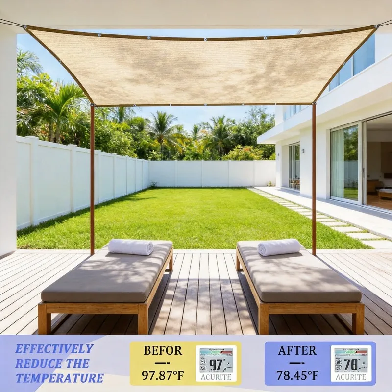 Beige Shade Net Sun Shade Cloth Heavy Duty Garden Greenhouse Patio Balcony UV Protection Privacy Screen