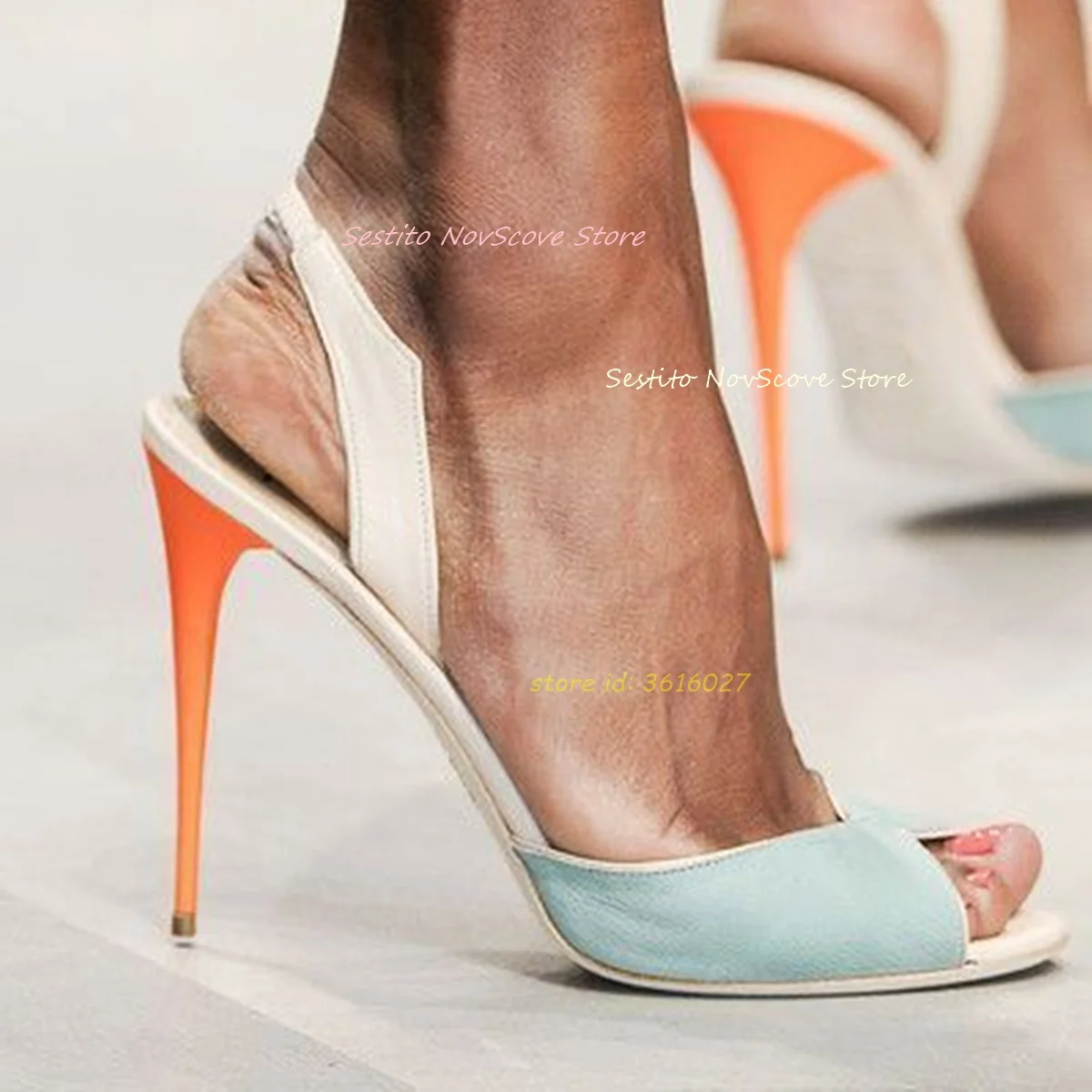 

Mixed Color Peep Toe Sandals Stiletto High Heels Back Straps Slip On Summer Sexy Shallow Single Pumps Hollow Party Shoes