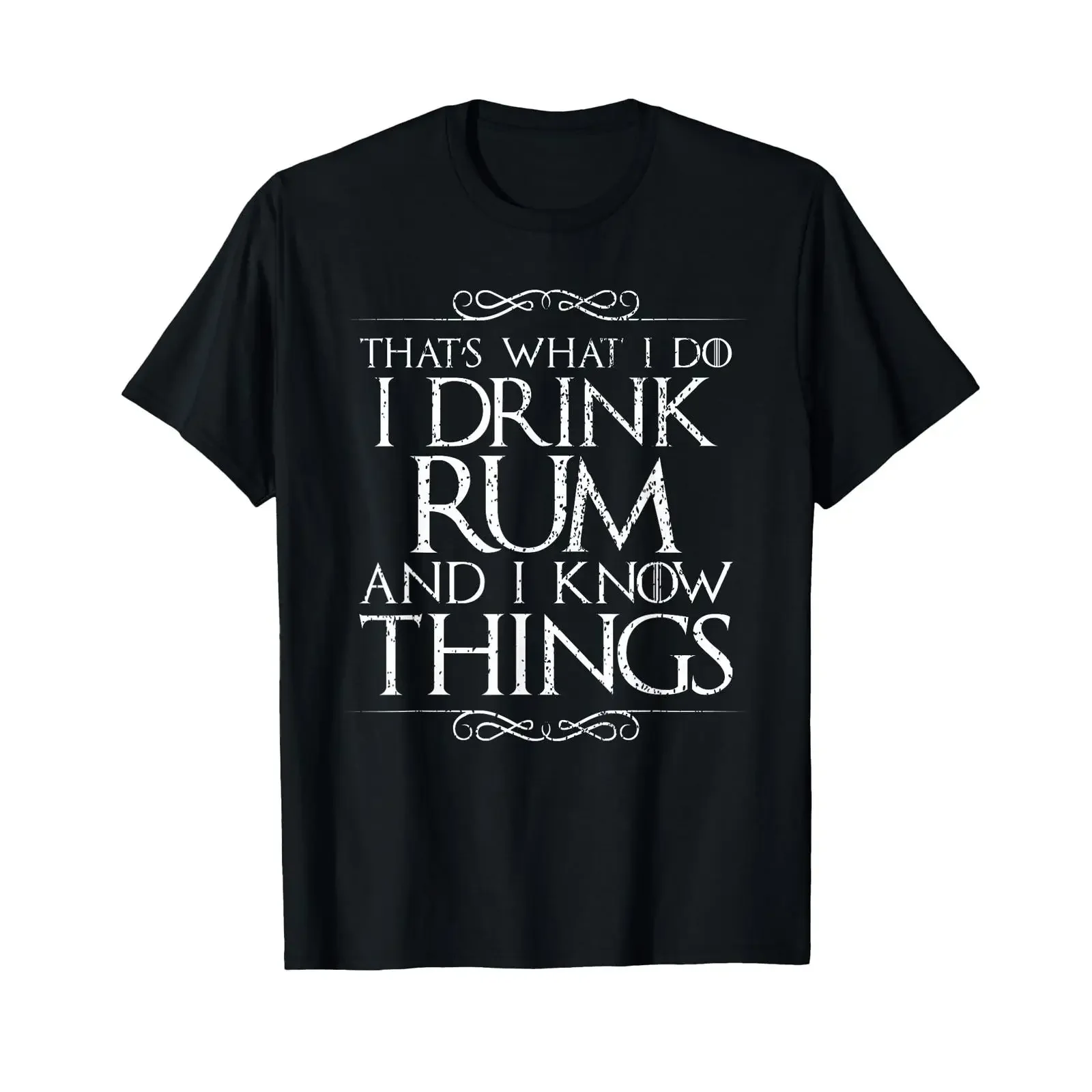 T-shirt « I Drink Rum and Know Things » vintage, délavé, respirant, légèrement unisexe, doux, polyvalent, vêtements de créateur, streetwear décontracté