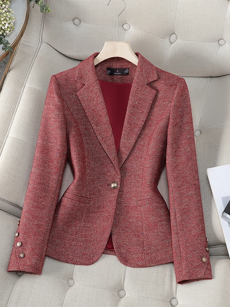 

Fashion Gray Red Coffee Ladies Blazer Long Sleeve Casual Winter Female Women's Jacket Coat