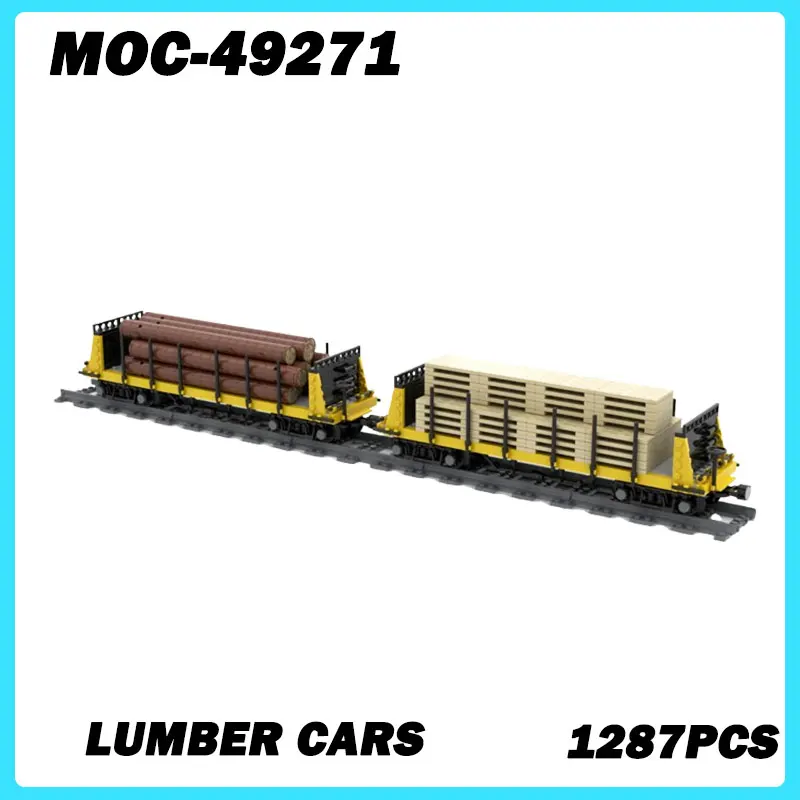 MOC-49271 ชุดรถไฟไม้รถยนต์MOC Building Blocks DIYอิฐความยากสูงปริศนาการศึกษาของเล่นของขวัญ 1287PCS