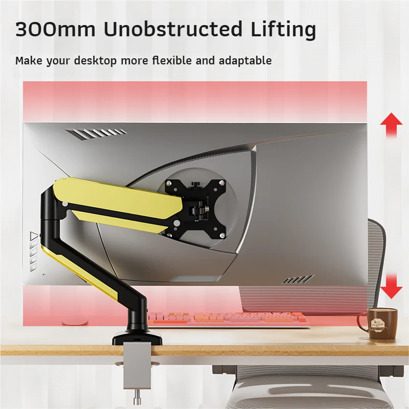 Verstellbare einzelne Monitorhalterung, Desktop-Halterung, 17–35 Zoll, Computer-Monitorarm, einzelner Monitorständer, Belastung 2–10 kg, VESA 75/100 mm