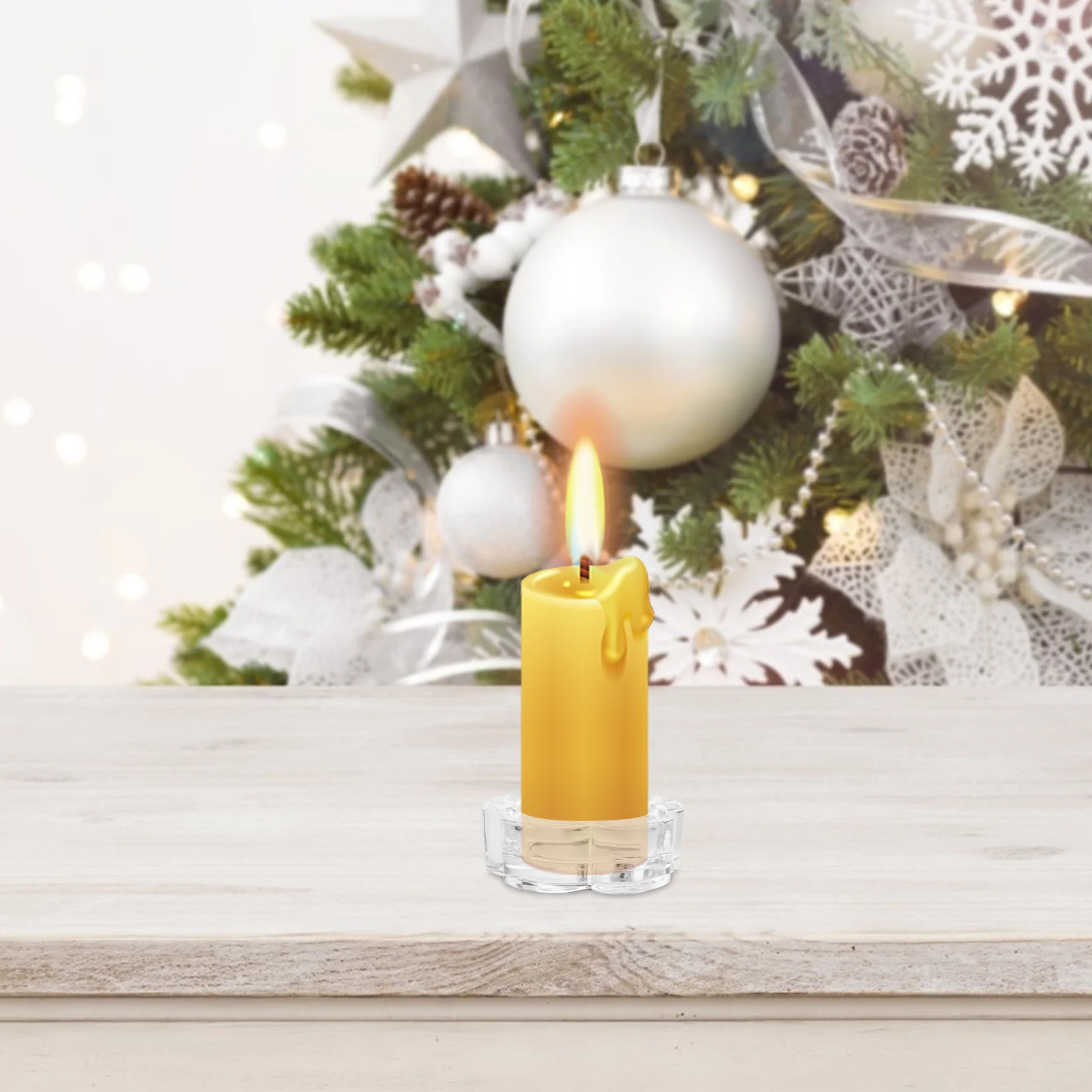 

4Pcs Glass Plum Blossom Holders Vintage Tealight Stand Decorative Wedding Table Centerpieces Christmas Fireplace Decor