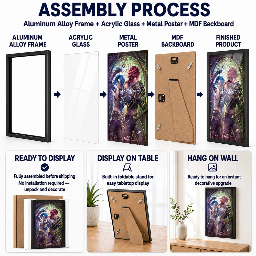 Arcane Framed Aluminum Metal Poster Customized Photo Mystical Character Style Wall Art For Media Room Premium Collector Gift