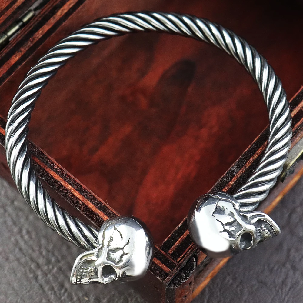 Vintage Gothic Skull Bracelet for Men Goth Stainless Steel Skeleton Bangle Women Fashion Biker Jewelry Accessories Dropshipping