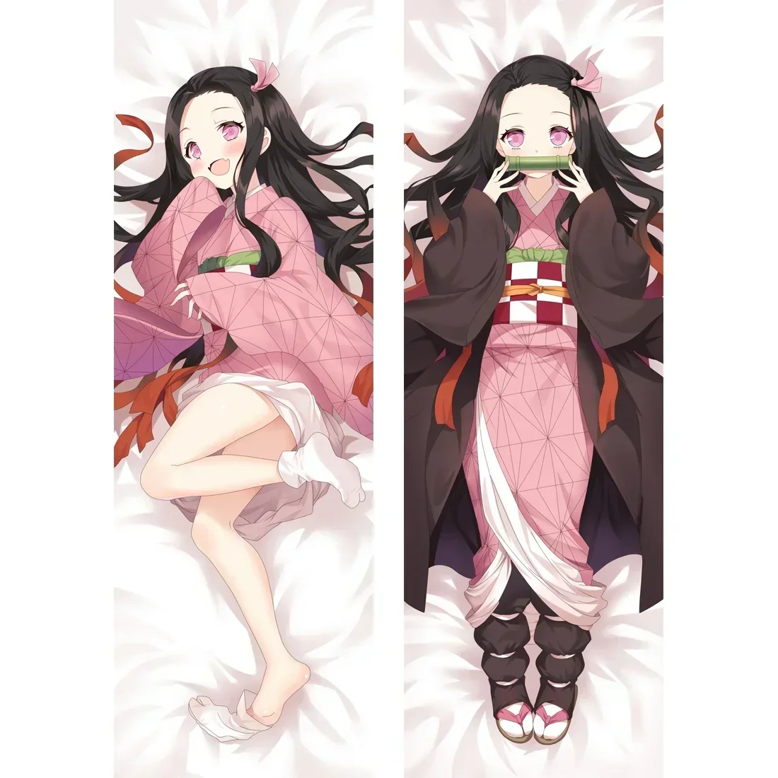 Kamado Nezuko 50x160 Pillow Case Anime Cosplay Dakimakura Waifu Hugging Body Decorative Manga Demon Slayer Pillowcase Cover