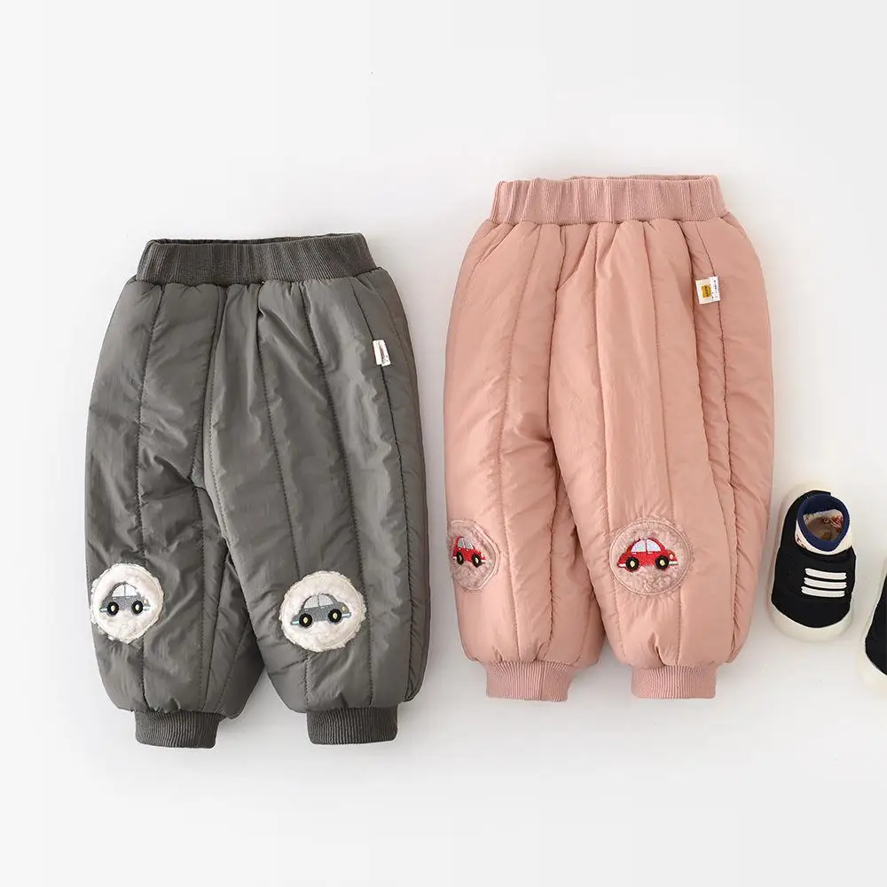 

2025 Winter New Baby Warm Trousers Boys Cute Cartoon Fleece Pants Infant Girl Plus Velvet Thick Casual Pants Toddler Clothes