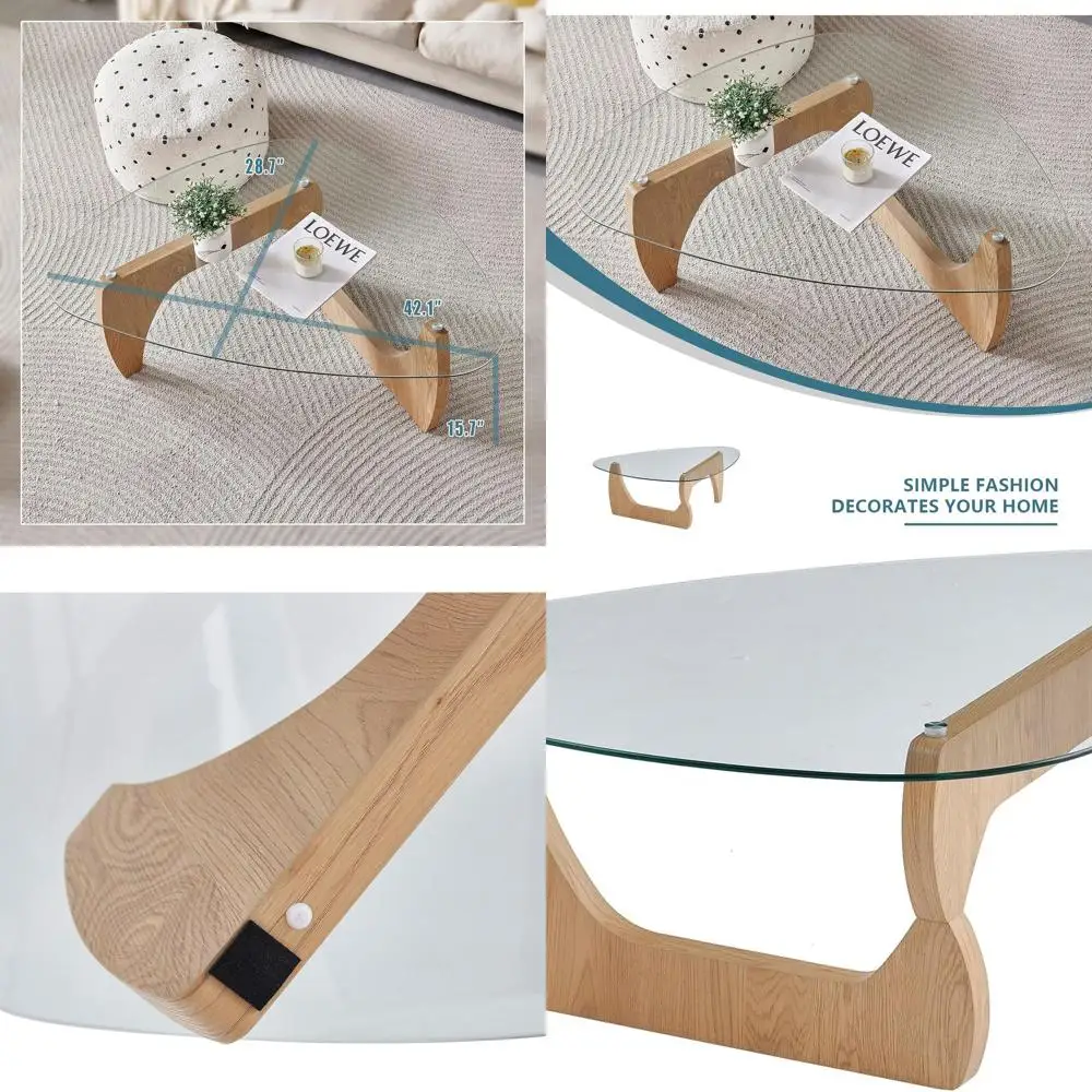 

Triangular Modern Wood Side Table - Chic, High-End Living Room Furniture in Natural Wood