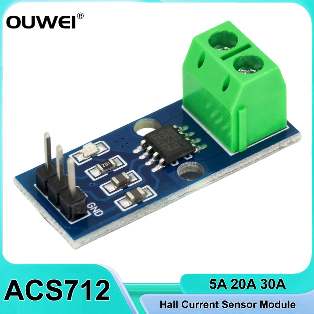 5A 20A 30A ACS712 Hall Current Sensor Module Measuring Range Analog Module Hall Board for Arduino ACS712TELC- 5A/20A/30A