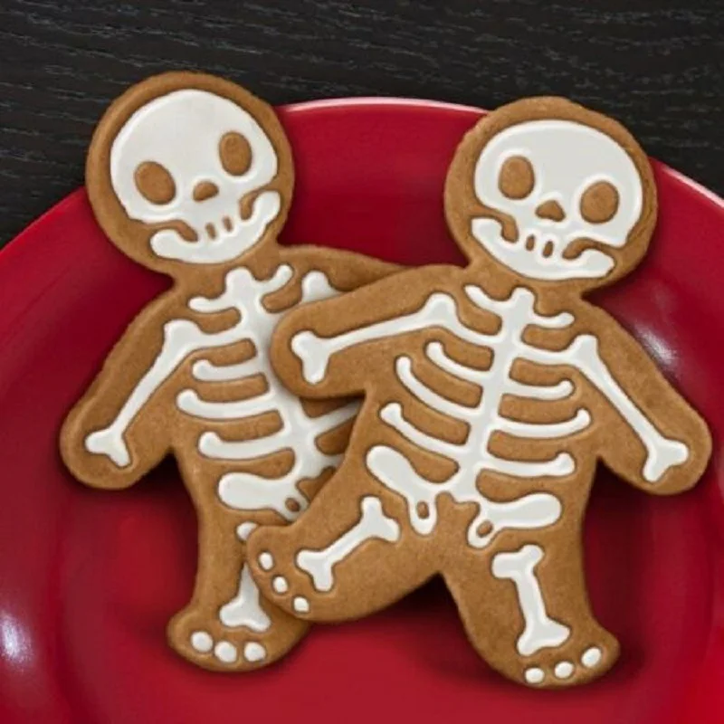 1ฮาโลวีนSkullเครื่องตัดคุกกี้,DIYGingerbread Man Skeletonเครื่องตัดคุกกี้ไอซิ่งคุกกี้ช็อกโกแลตเค้กตกแต่งเบเกอรี่เครื่องมือ