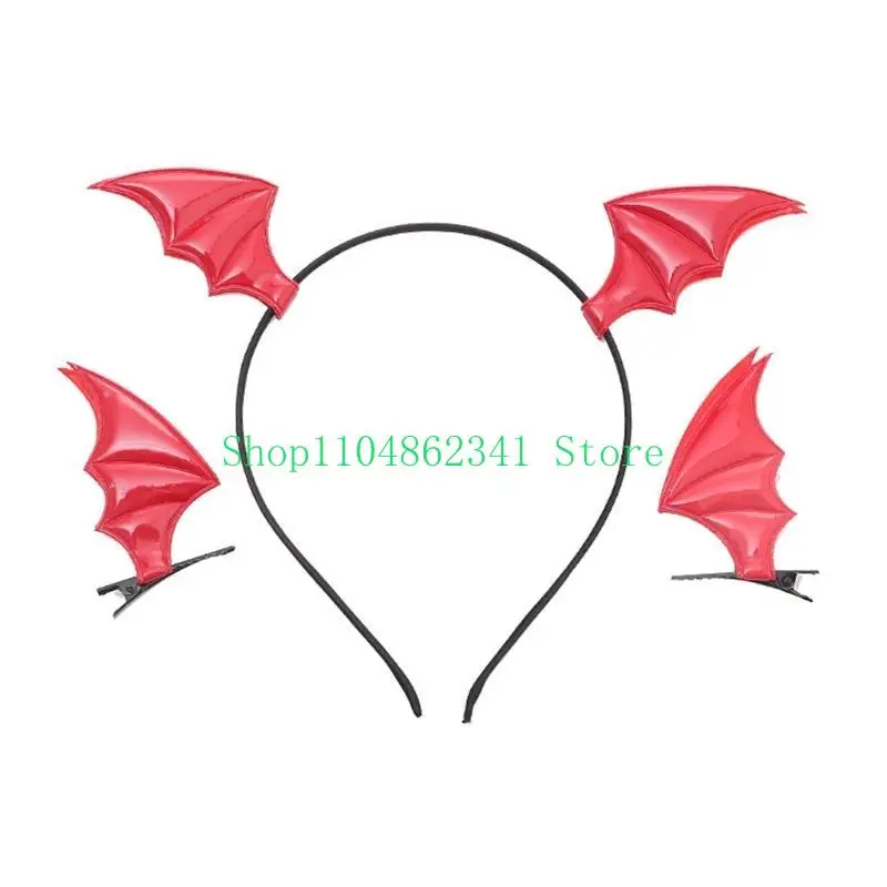 5ASD Cartoon Bat Wing Wing Hair Clip Clip Bat Set Set Halloween Hair Prop