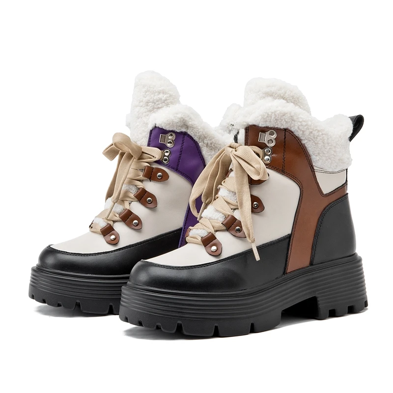 AIYUQI Snow Boots Women 2026 new Women Winter Shoes Non-slip Flat Large Size Real Leather Women Ankle Boots