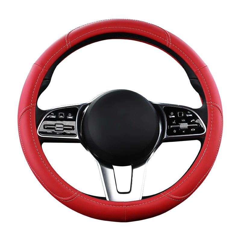 Motoptes coprivolante in pelle antiscivolo per auto coprivolante universale per auto coprivolante stile moda 38cm rosa