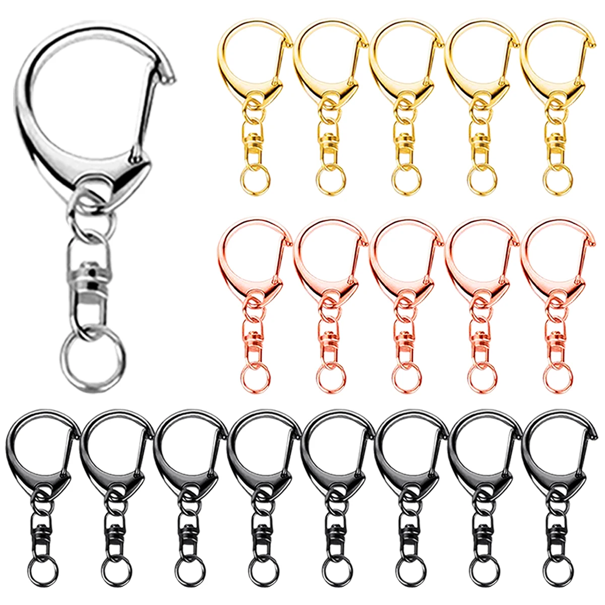 18/38/58/80 Sets Of Spring Keychain Chains With Open Jump Rings (Bulk) Suitable For DIY Handicrafts Bags Gifts Jewelry Making