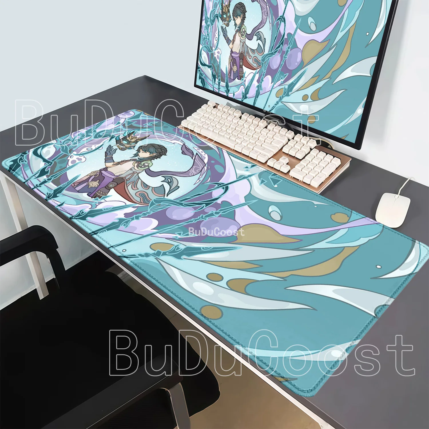 Genshin Impact Gaming Columbina XXL Overlock Large Mouse Pad Non-slip Base Keyboard Anime Esports Desk Mat HD Printing Mousepad view 2
