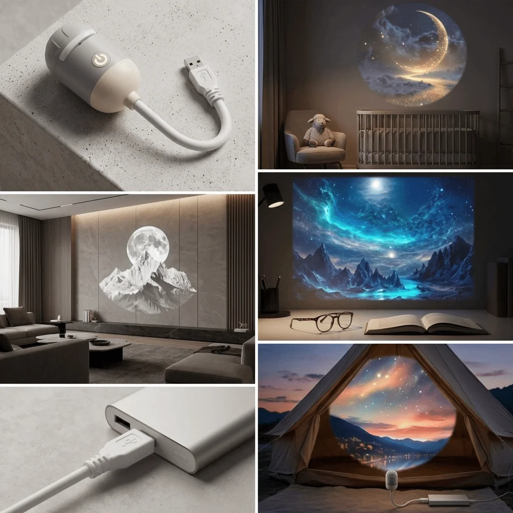 USB Powered Starry Sky Projection Lamp Plug And Play Soft Projection USB Projection Lamp Compact Design Dream Like Bedside Lamp