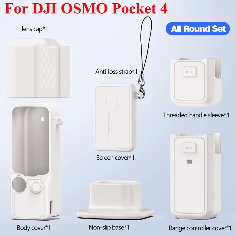 Silicone Cover for Dji Pocket 4 Protective Case Anti-Scratch Handle Soft Sleeve Skin Lens Cap For Dji Osmo Pocket 4 Accessories