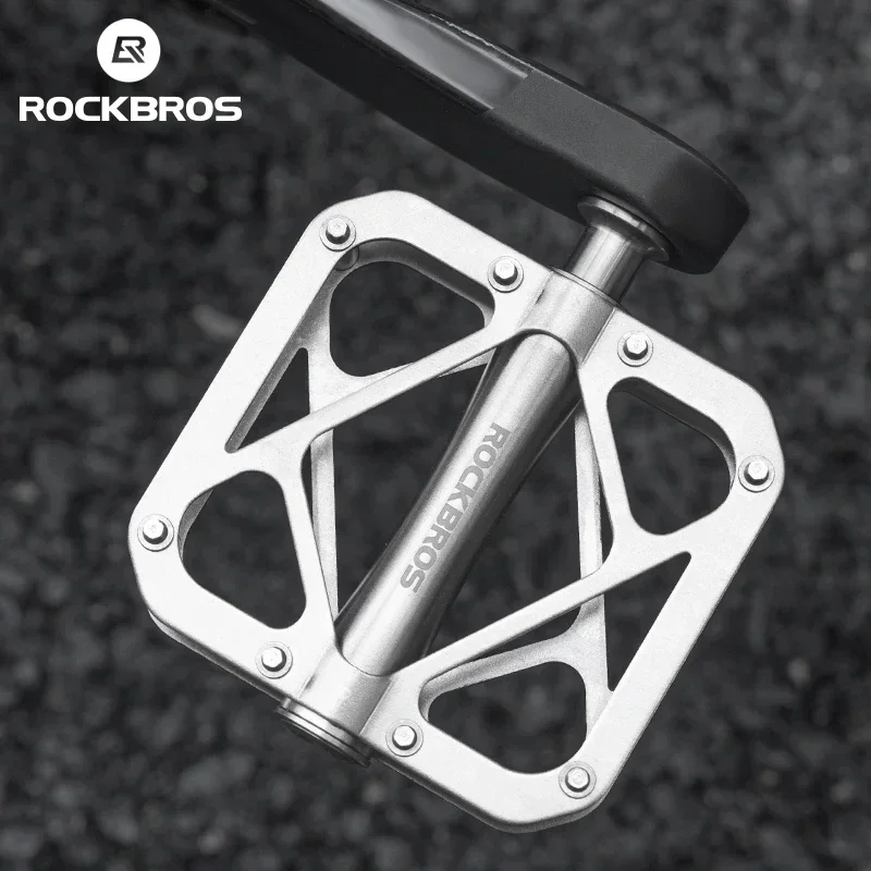 

ROCKBROS Titanium Alloy Bike Pedals Ultralight Anti-slip Wide Pedal MTB Road Bike Stainless Steel Nails Cycling Accessories