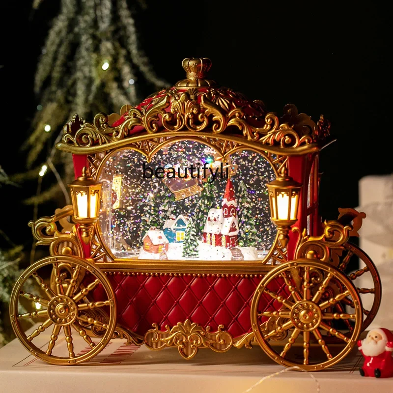 

Christmas gift music box carriage old man snow crystal ball birthday gift girl