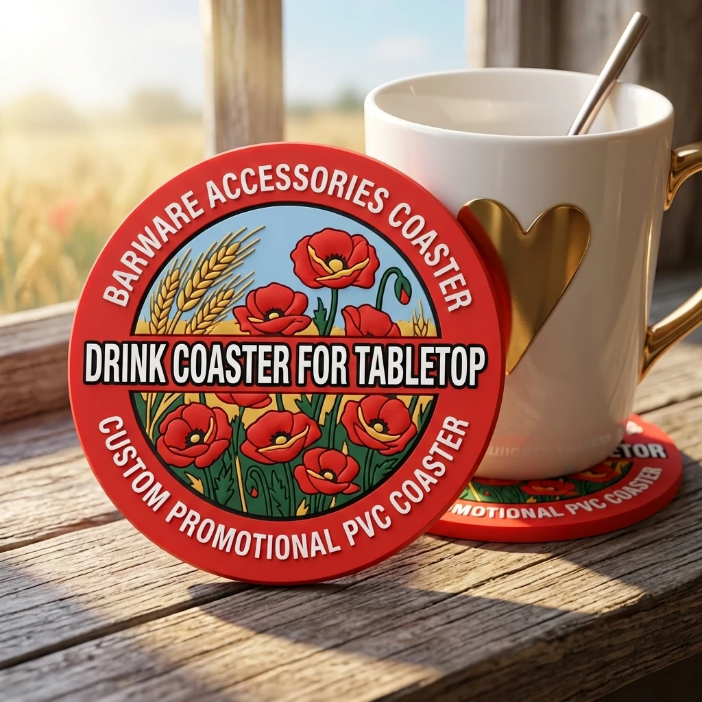 Custom Printed Round PVC Cup Coaster Anti‑Slip Heat Resistant Drink Coaster Home Table Protection Mat