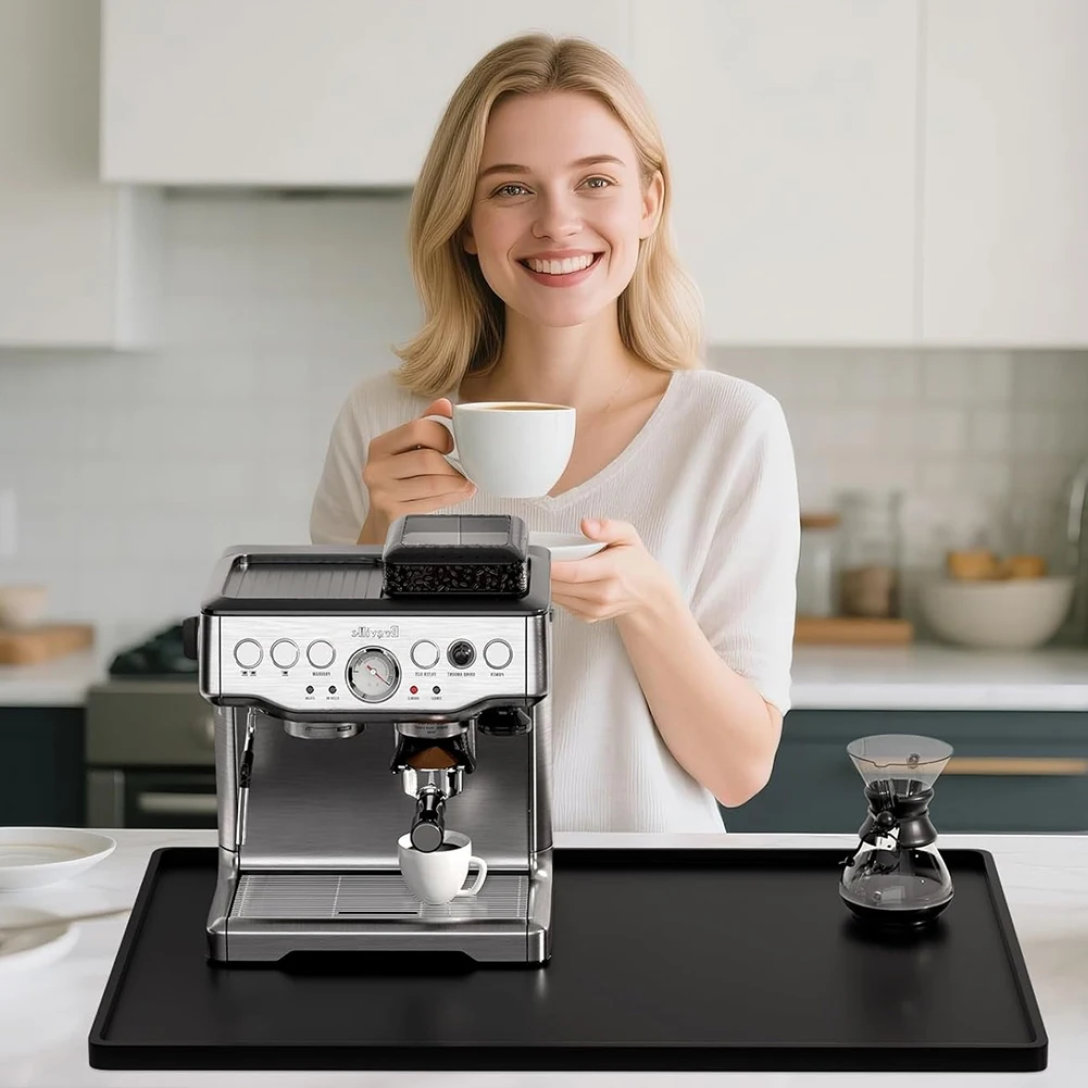 Silikonowa podkładka pod kawę antypoślizgowa pogrubiona mata do suszenia naczyń odporna na ciepło silikonowa tacka podkładka pod ekspres do kawy