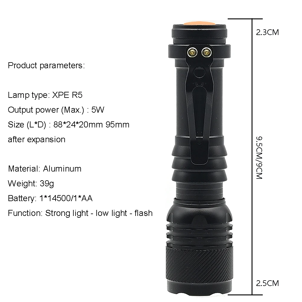 High Power Red, green, blue, white LED Flashlight - Powerful three-mode Light Torch for Astronomy, Aviation, Night Observation