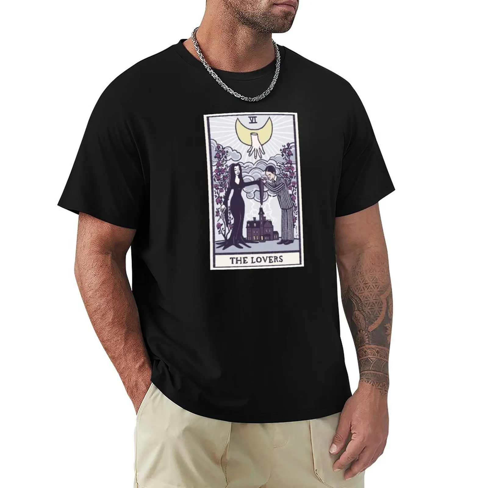 

The lovers - tarot - Addams family T-Shirt football t shirt korean fashion graphic t shirt vintage tees clothing for men
