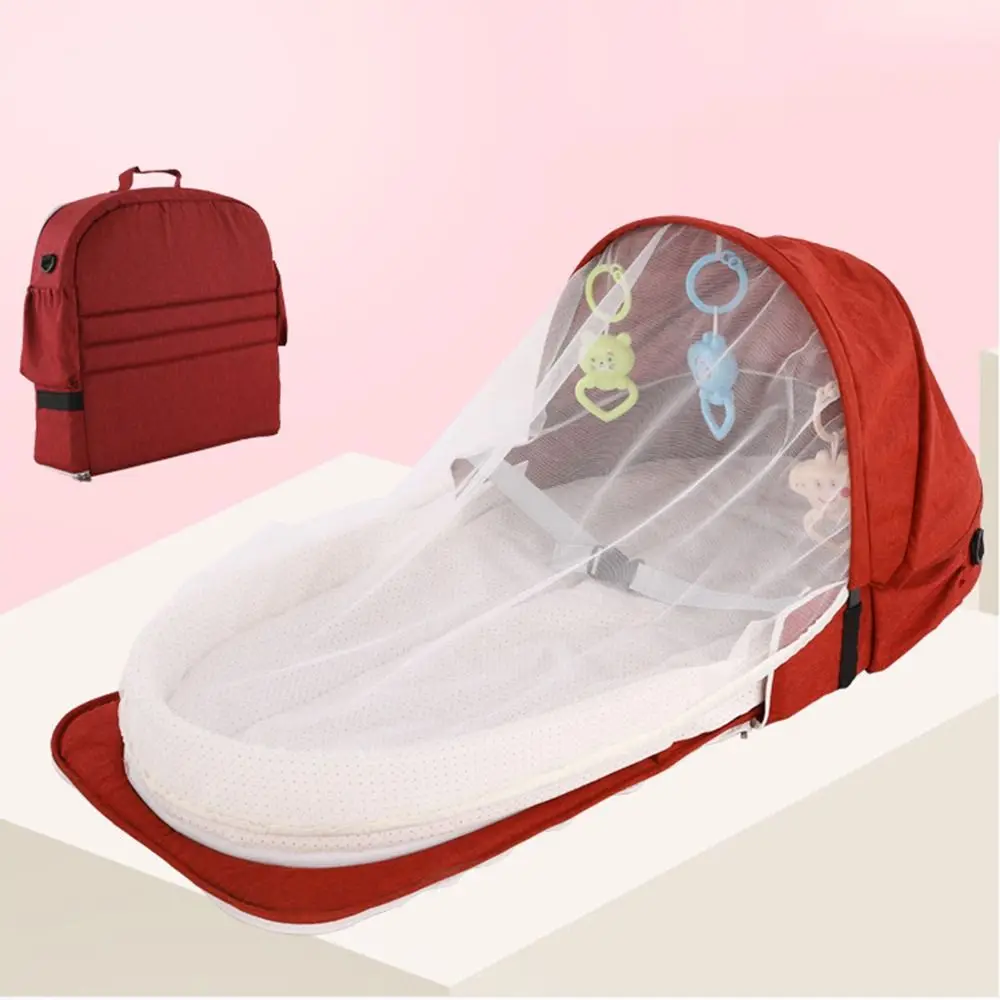 Foldable Baby Travel Backpack Durable Waterproof Diaper Bag Large Capacity with Mosquito Nets Baby Travel Bed for Newborns