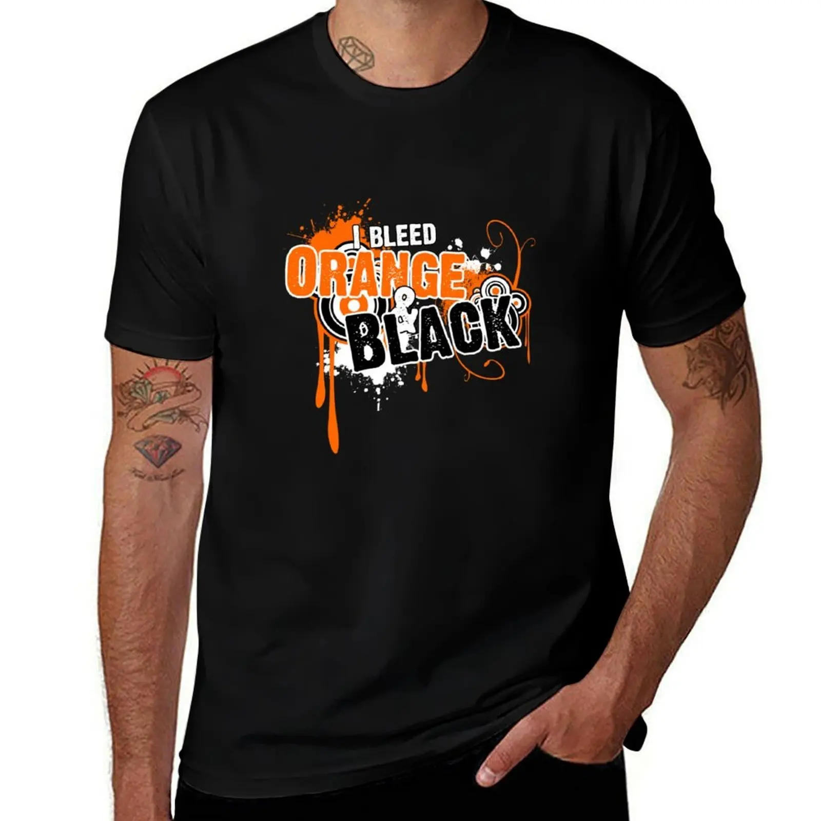 I bleed orange and black T-Shirt Modern Print Casual T-Shirt