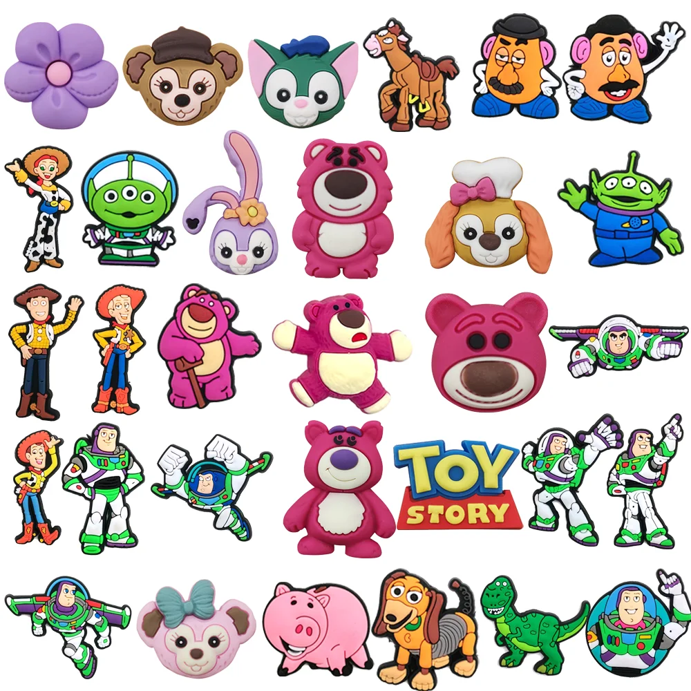 

31Pcs Disney Bass Lightyear Shoe Charms DIY Strawberry Bear Shoe Buckle Accessories PVC Shoe Decorations Christmas Gifts
