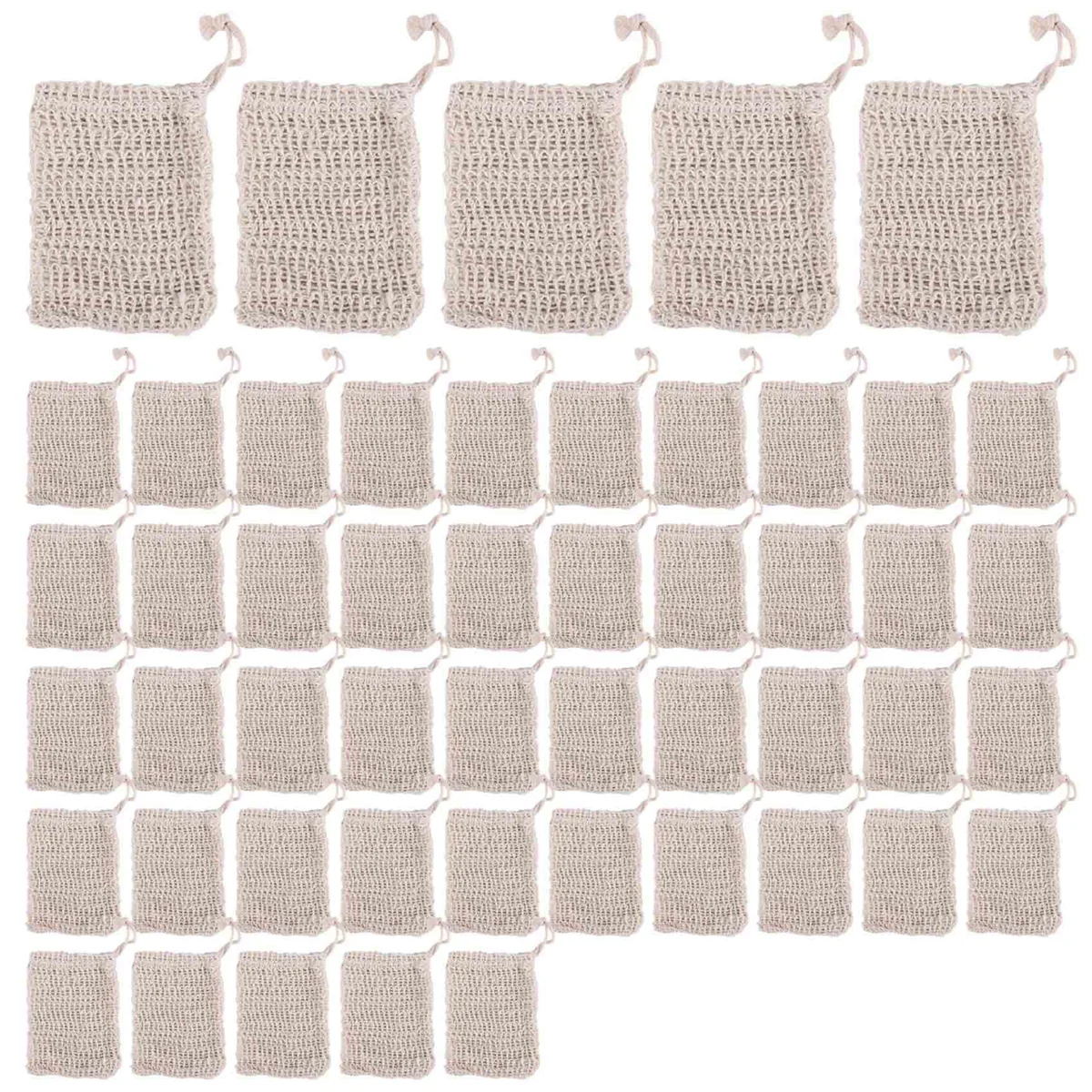 Shower Bath Sisal Soap Bag Natural Sisal Soap Bag Exfoliating Soap Saver Pouch Holder 50PcsT99C