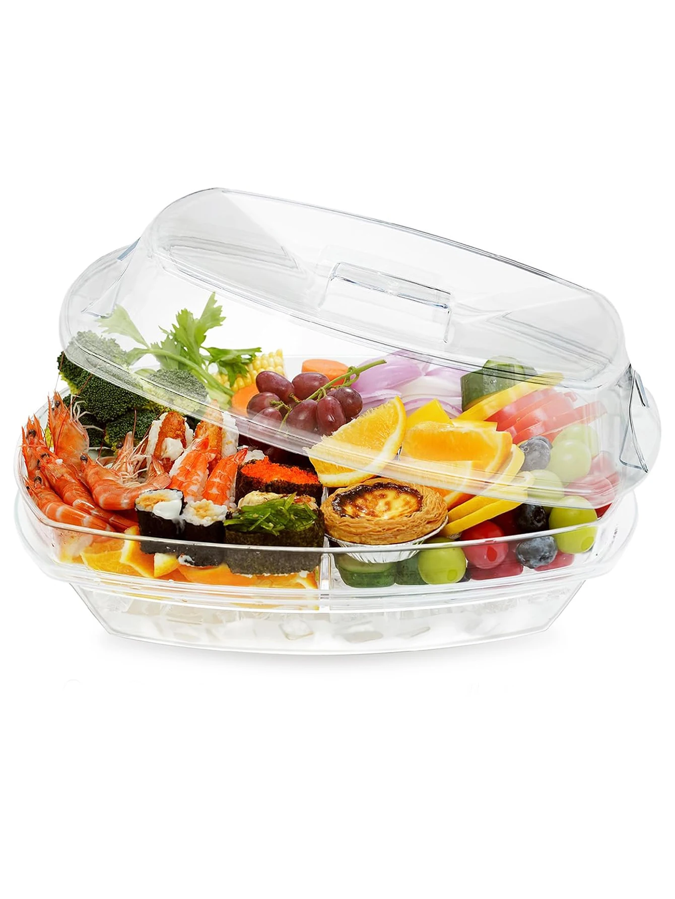 

Salad bowl with lid, stackable appetizer party, can hold shrimp, fruits, vegetables, home storage and organization accessory