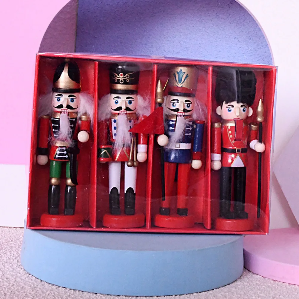

4Pcs Xmas Nutcracker Decoration Wooden Puppet Craft Home Festival Desktop Gift Wood Xmas Nutcrackers Nutcrackers Craft